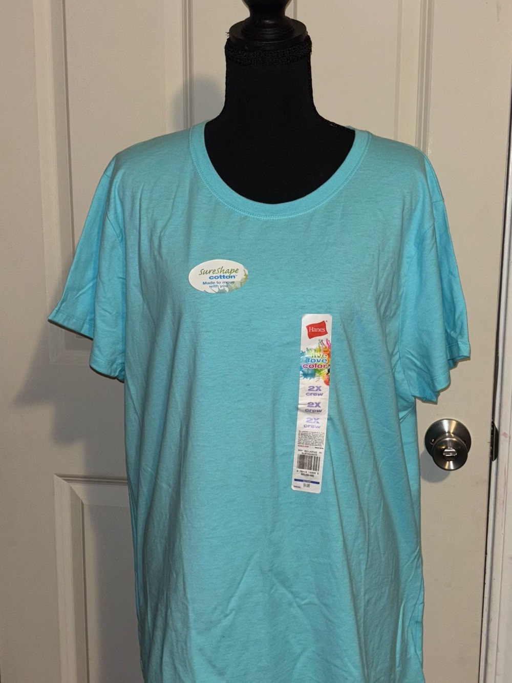 Hanes Light Aqua Short Sleeve Crewneck Tee